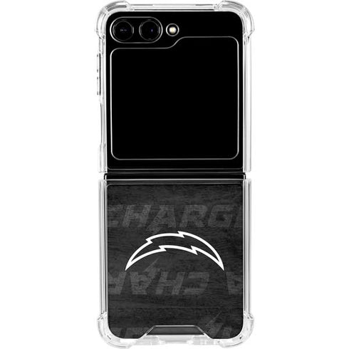 NFL Los Angeles Chargers Black & White Galaxy Z Flip6 Clear Case